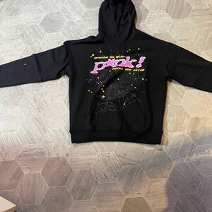 Cozy Black and Pink Sweater with Soft Knit and Vibrant Design